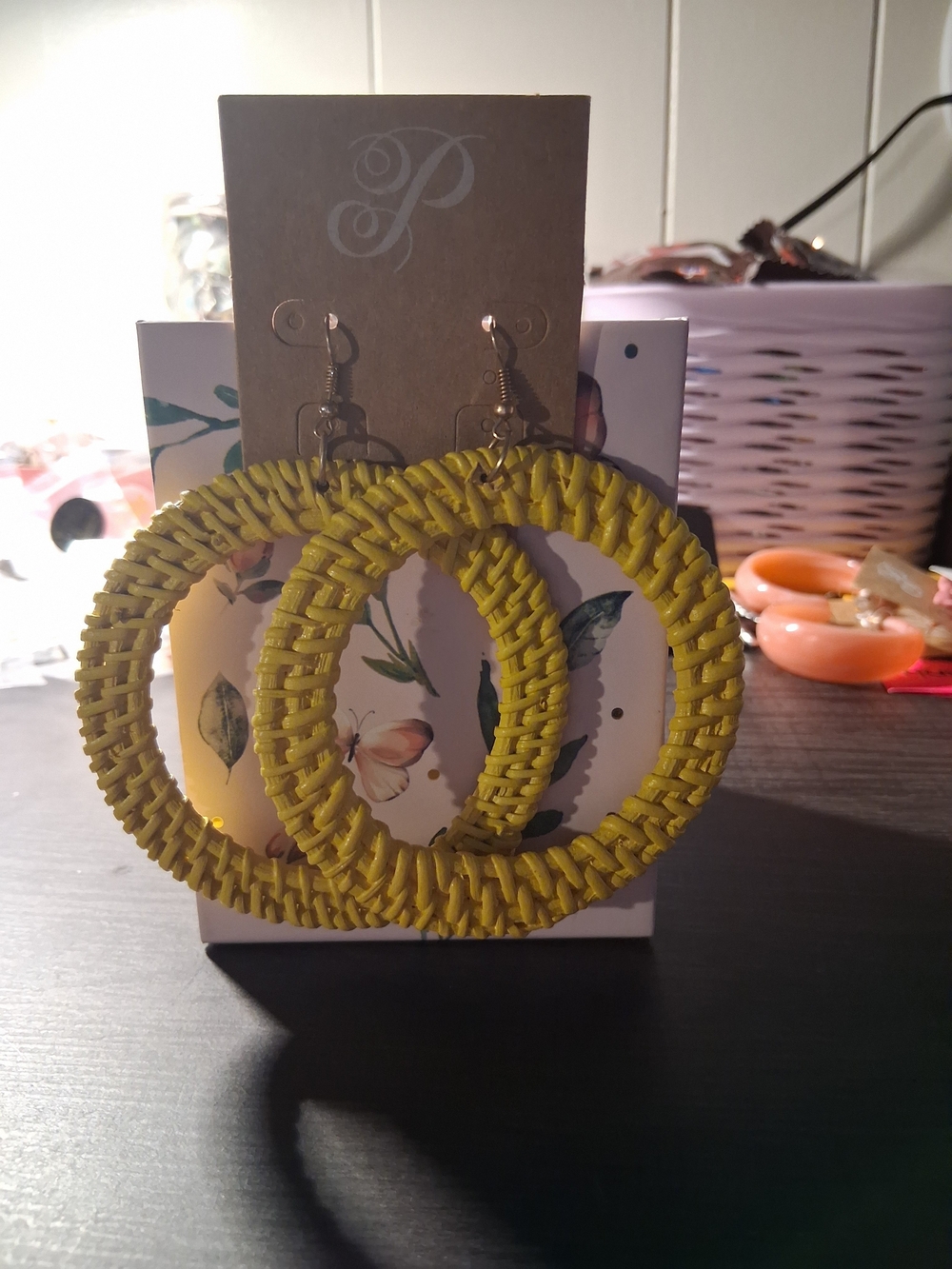 Plunder Bright Yellow Woven Hoop Earrings